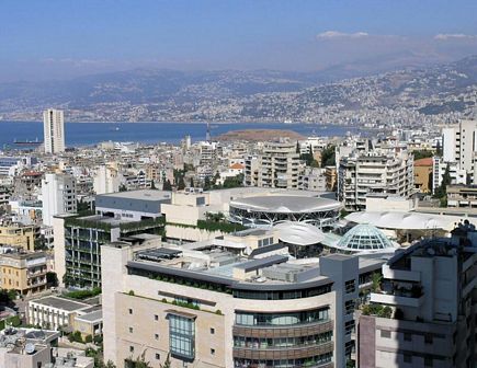 Looking up towards the hills that surround Beirut, facing North