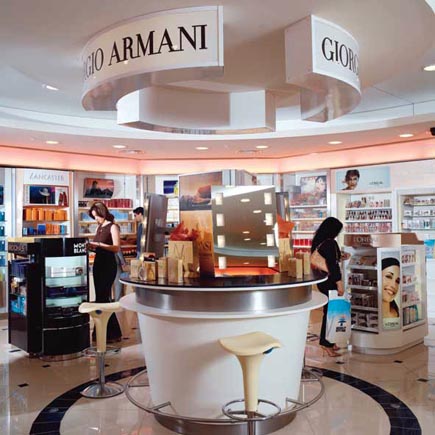 Makeup area inside Beirut International Airport Duty Free