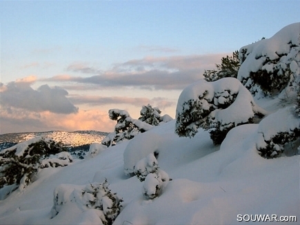 Snow Formations At sunset