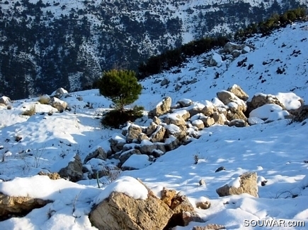 Snow On Rocks