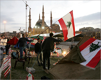 Tens of thousands of protesters gather in Beiruts Martyrs Square.