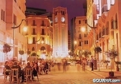 Downtown Beirut at night