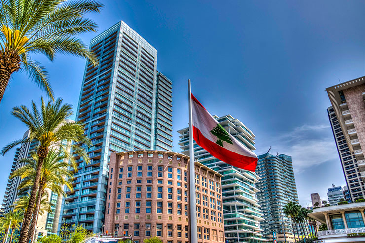 Lebanese Flag At Kantari Beirut