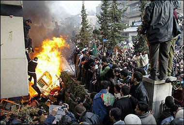 Beirut Palestinians Demonstrators set fire to Danish consulate