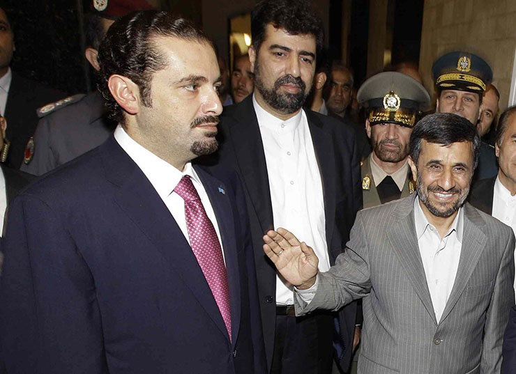 Lebanese Prime Minister Saad Hariri with Iranian President Mahmoud Ahmadinejad