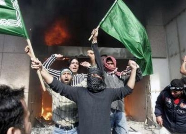 Beirut Palestinians Demonstrators set fire to Danish consulate