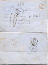 French Levant 1853 Stampless envelope to France