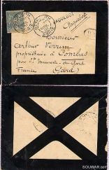French Levant 1901 Mourning envelope to France