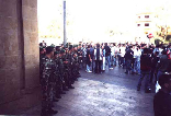 Pro-Syrian army troops deployed en masse at Beirut demonstration scene