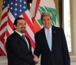Secretary Kerry Shakes Hands With Former Lebanese Prime Minister Hariri